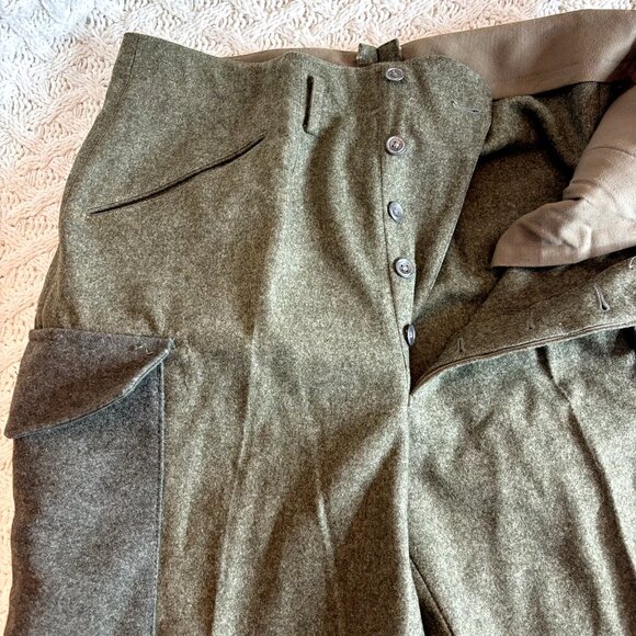 WW2 REAL VINTAGE Army Military Wool Cargo Pocket Pants Collectible NEW UNUSED - Picture 5 of 11